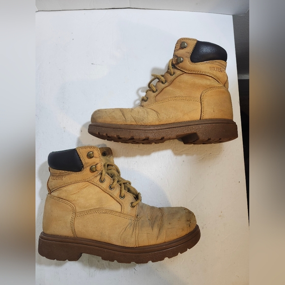 Men Wolverine Size 9M Soft Toe Leather Work Boot Wheat main image 4